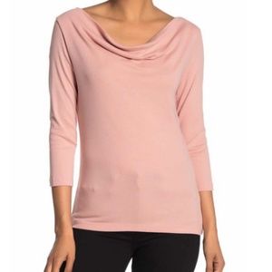 Philosophy Cowl Neck 3/4 Sleeve Top Pale Pink Sz S